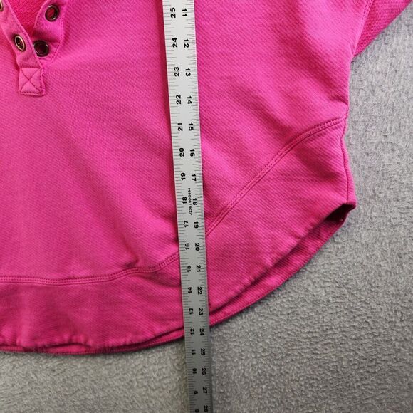 Pilcor Sweatshirt Womens M Pink Collared V Neck Grommet Eyelets Terry Pullover - Picture 7 of 13